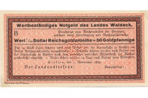 30 Gold-Pfg. Paul Pusch, Bad Wildungen Landesdirektor & Domnenkammer Land Waldeck wertbestndiges Notgeld avers.jpg