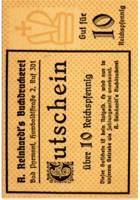 10 Reichspfennig A. Reinhardt, Bad Pyrmont A. Reinhardt's Buchdruckerei Pyrmont Serienschein averssmall.jpg