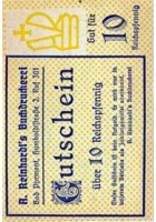 10 Reichspfennig A. Reinhardt, Bad Pyrmont A. Reinhardt's Buchdruckerei Pyrmont Serienschein averssmall.jpg