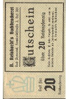 20 Reichspfennig A. Reinhardt, Bad Pyrmont A. Reinhardt's Buchdruckerei Pyrmont Serienschein reverssmall.jpg
